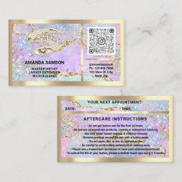 Eyelash Microblade QRCODE Aftercare Gold Holograph Visitenkarte