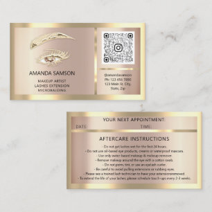 Eyelash Microblade QRCODE Aftercare RoseGold Rahme Visitenkarte