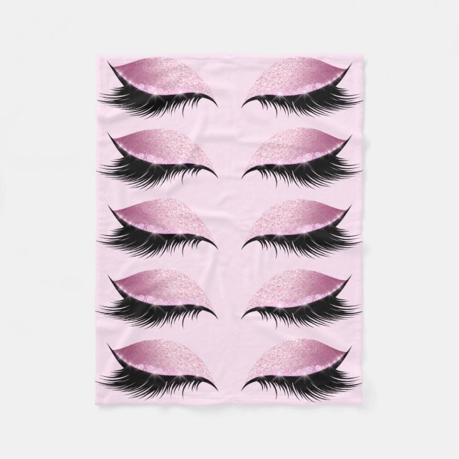 Eyelash Pink Glitzer Girl Fleecedecke (Vorderseite)