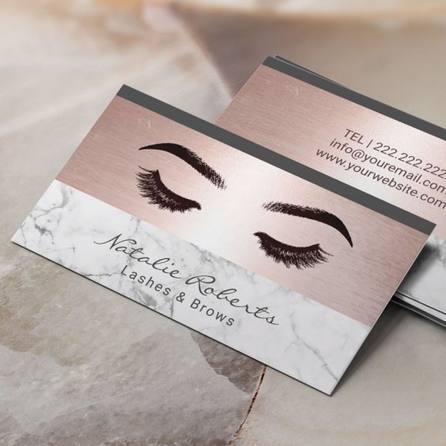 Eyelash Rose Gold Border Marbella Beauty Salon Visitenkarte (Von Creator hochgeladen)