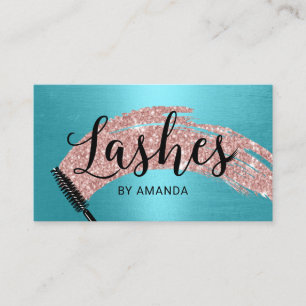 Eyelash Salon Rose Gold Brush Stroke Türkis Visitenkarte