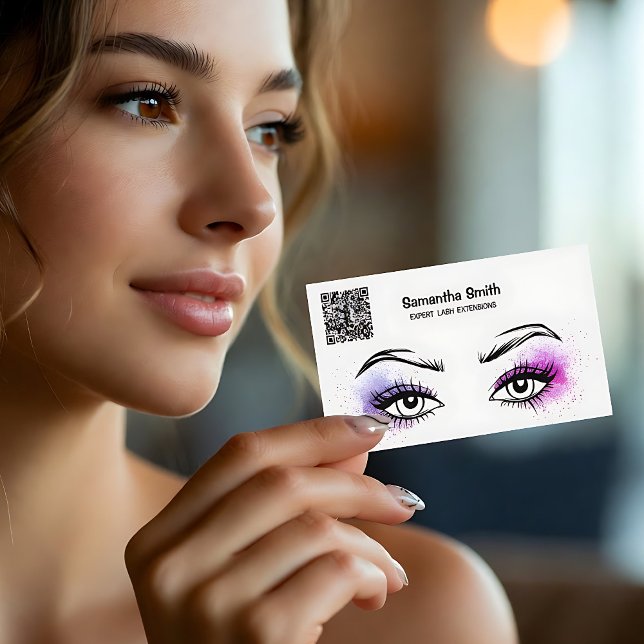 EyeLash Tech Custom QR Business Card Visitenkarte (EyeLash Tech QR Business Cards)