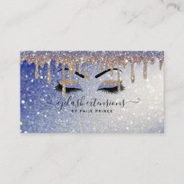 Eyelash Tech Lash Stylist Gold Blue Glitzer Tropfe Visitenkarte