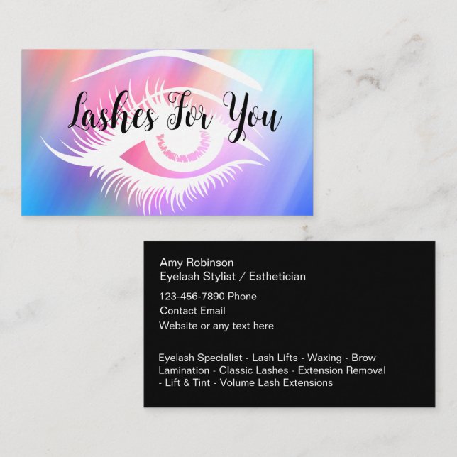 Eyelash Technician Lashologist Business Cards Visitenkarte (Vorne/Hinten)