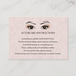 Eyelash-Verlängerung Brow-Bar Aftercare-Anweisung Visitenkarte