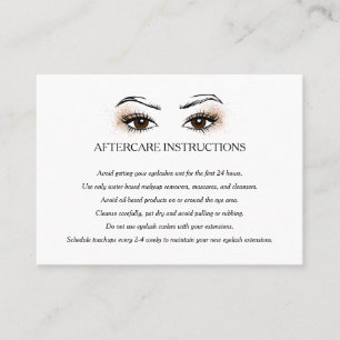 Eyelash-Verlängerung Brow-Bar Aftercare-Anweisung Visitenkarte