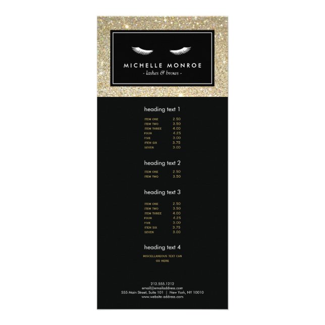 Eyelashes avec Parties scintillant Gold carte rack (Devant)
