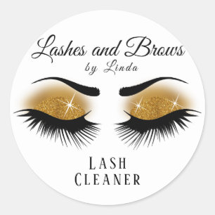 Eyelashes Extension Cleaner Design - Gold Runder Aufkleber