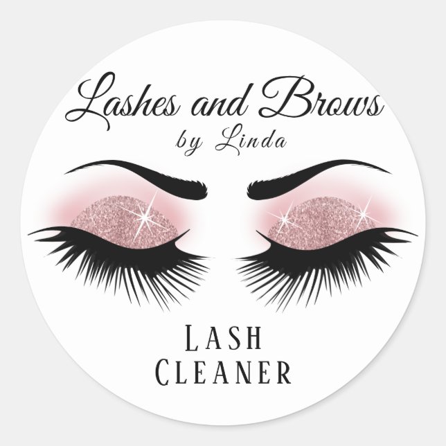 Eyelashes Extension Cleaner Design - Rose Gold Runder Aufkleber (Vorderseite)