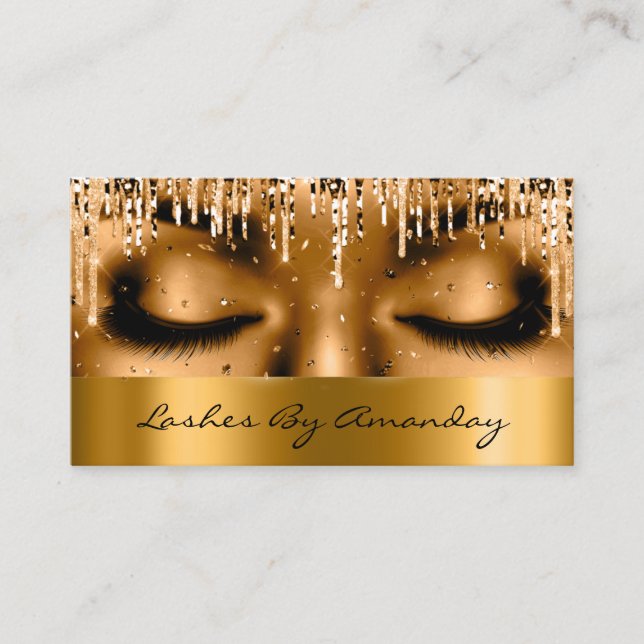 Eyelashes Extension Makeup Artist Gold Honey Visitenkarte (Vorderseite)