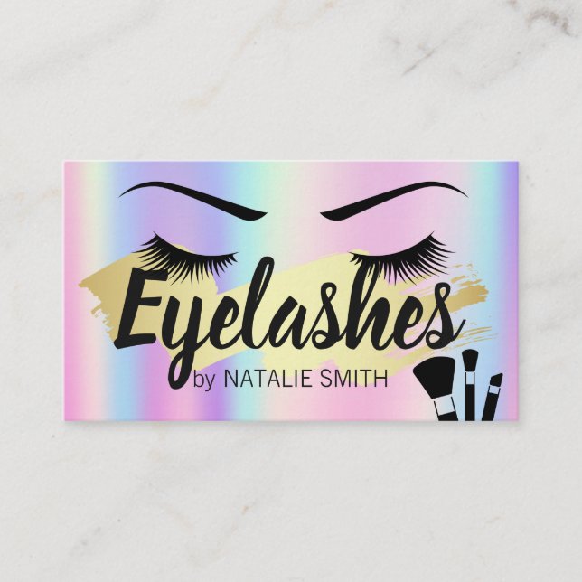 Eyelashes | Gold gebürstet | Rainbow Metallic Visitenkarte (Vorderseite)