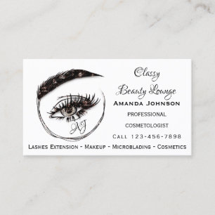 Eyelashes Makeup Microblade Logo QrCode Brown Visitenkarte