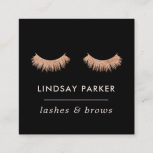 Eyelashes Makeup Rose Gold Business Card Quadratische Visitenkarte