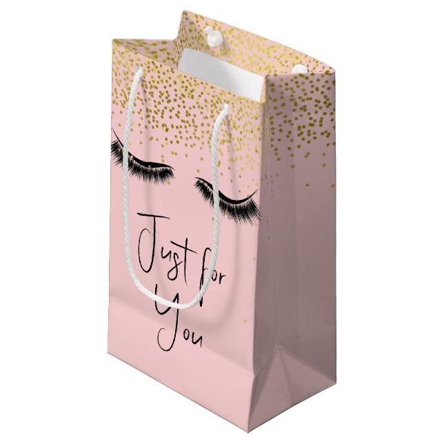 Eyelashes mit Gold Glitzer Kleine Geschenktüte (Vorderseite Schrägansicht)