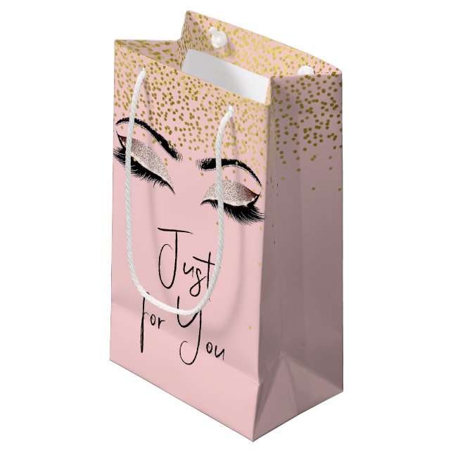 Eyelashes mit Gold Glitzer Kleine Geschenktüte (Vorderseite Schrägansicht)