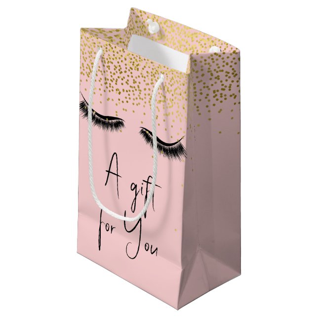 Eyelashes mit Gold Glitzer Kleine Geschenktüte (Vorderseite Schrägansicht)