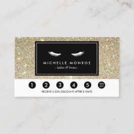 Eyelashes mit Gold Glitzer Loyalty Punch Card Treuekarte