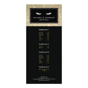 Eyelashes mit Gold Glitzer Rack Card Werbekarte