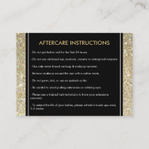 Eyelashes mit Gold Glitzer Salon Aftercare Card