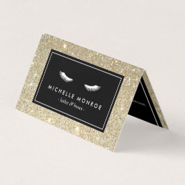 Eyelashes mit Gold Glitzer Salon Aftercare Visitenkarten