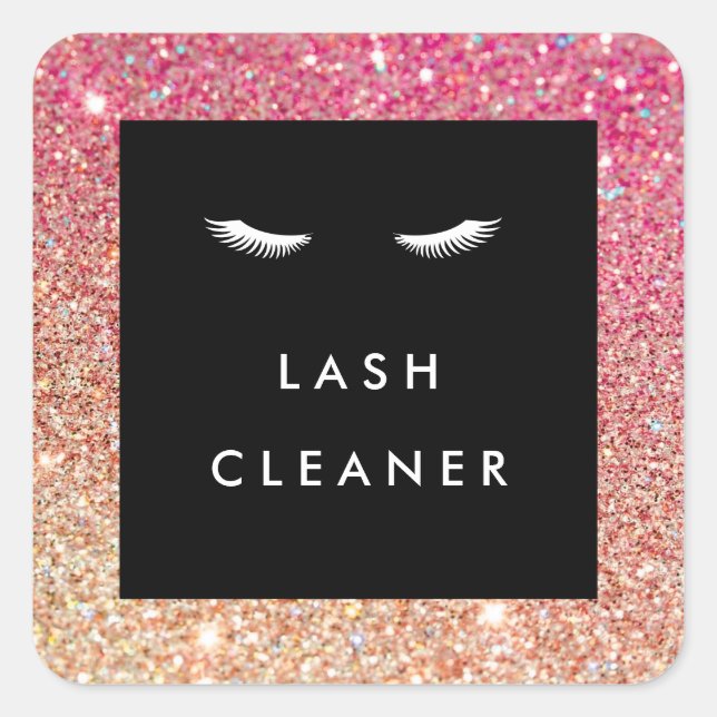 Eyelashes mit Rot/Bronze Glitzer Lash Cleaner Quadratischer Aufkleber (Vorderseite)