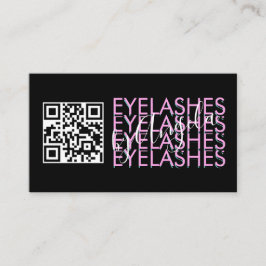 Eyelashes Salon QR Code Pink Black Script Visitenkarte