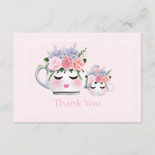 Eyelashes Teapot Mama Floral Baby Dusche Vielen Da Begleitkarte