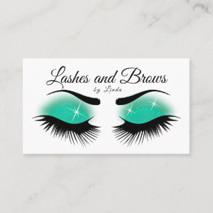 Eyelashes und Brauen - aquamariner Glitzer Visitenkarte
