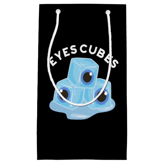 Eyes Cubes Funny Ice Pun Dark BG Kleine Geschenktüte (Vorderseite)