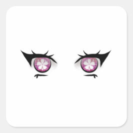 Eyes Girl Drawing Quadratischer Aufkleber