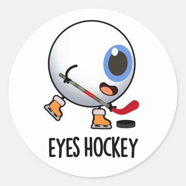 Eyes Hockey Funny Ice Hockey Sports Pub Runder Aufkleber (Vorderseite)