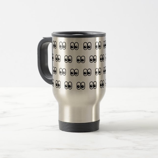 Eyes Looking Sideways Starring Eyes Emoji Pattern Reisebecher (Vorderseite Links)