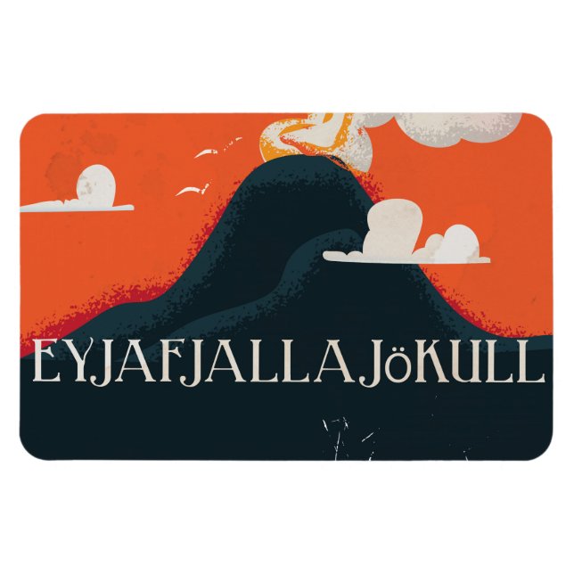 Eyjafjallajökull Volcano Travel Poster Magnet (Horizontal)