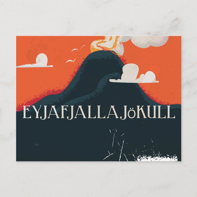 Eyjafjallajökull Volcano Travel Poster Postkarte (Vorderseite)