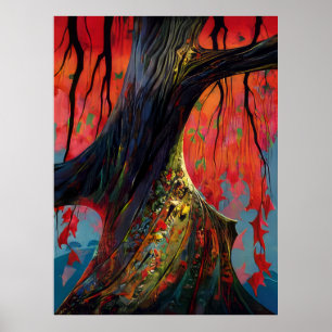 Eyvind Earle - Feuerrot und Gold - 1990; Vereinigt Poster