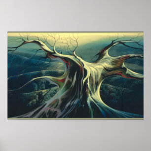 Eyvind Earle - Mondbeschienener Baumstamm - Magisc Poster