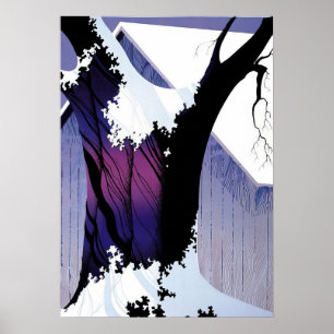 Eyvind Earle - Veilchenbaum und Scheune - 1975; Ei Poster