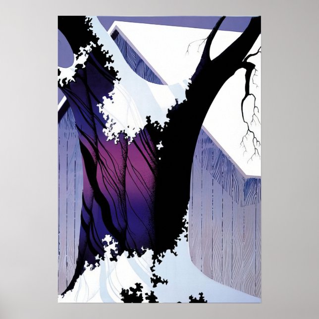 Eyvind Earle - Veilchenbaum und Scheune - 1975; Ei Poster (Vorne)