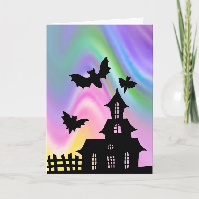 EZ Doodle Kunststunde Halloween Spuk House Card Karte (Vorderseite)