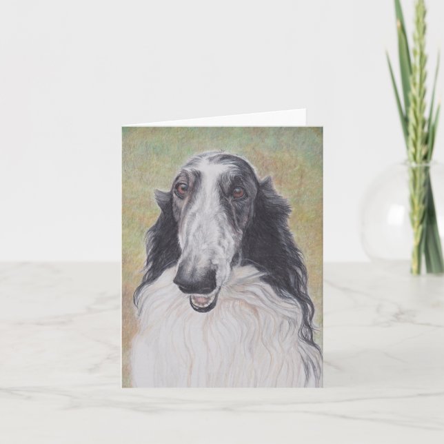 Ez the Borzoi Dog Art Notecard Dankeskarte (Vorderseite)