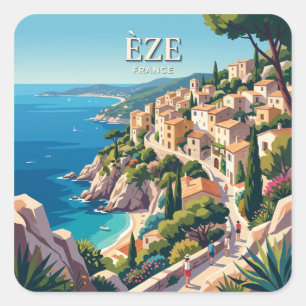 Èze Frankreich Quadratischer Aufkleber