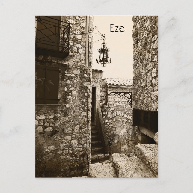 Eze, Provence, une carte postale de rue calme (Devant)