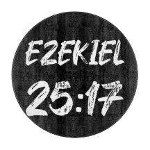 Ezekiel 25 17 Grunge-Typografie-Verse-Label