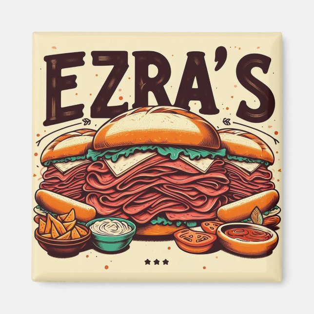 Ezras Deli Square Magnet (Vorne)