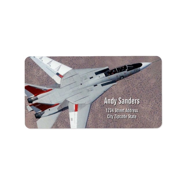 F14 Tomcat Jet Fighter Persönliches Adressetikett (Vorne)