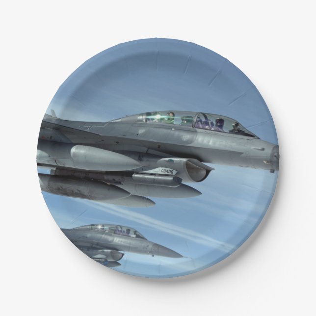 F16 Bekämpfung von Falken Militärische Jets Pappteller (Vorderseite)