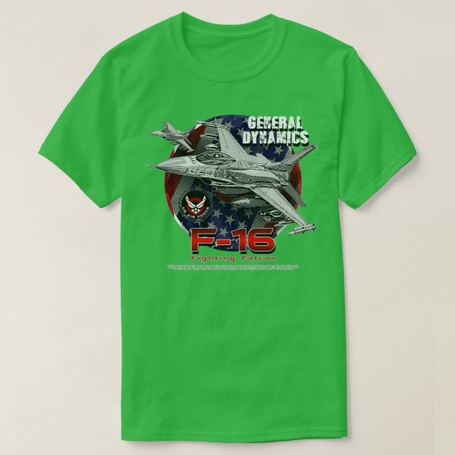 F16 Falcon Fighting Falken Fighter Jet T-Shirt (Design vorne)