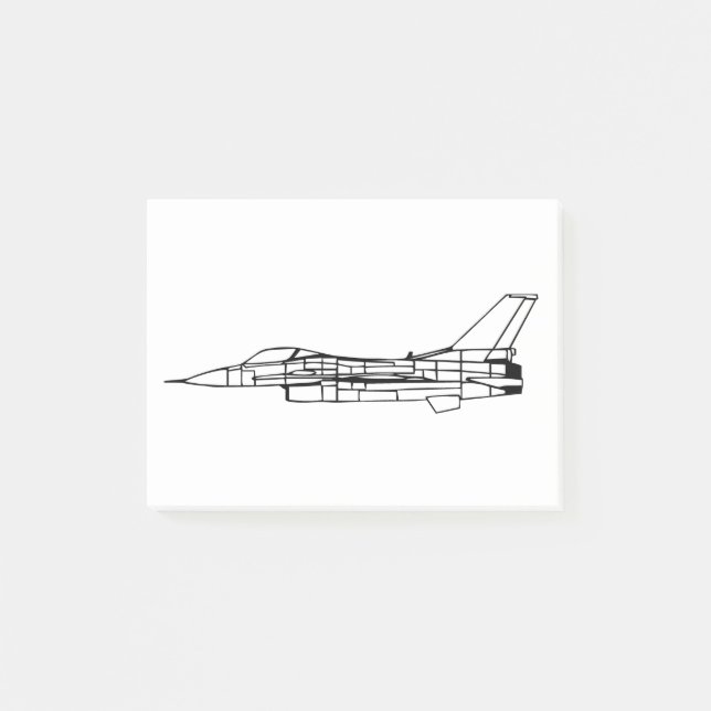 F16 Silhouette für Militärflugzeuge Post-it Klebezettel (Vorderseite)