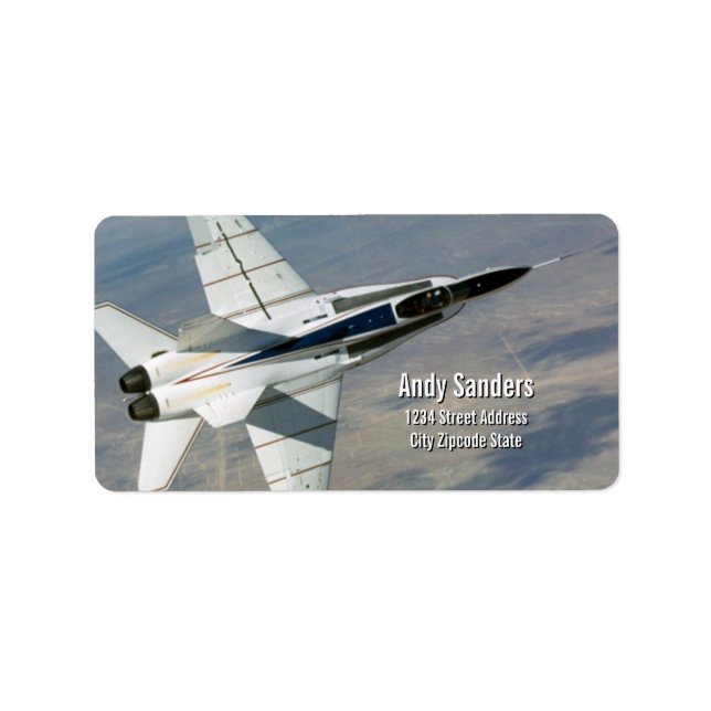 F18 Hornet Jet Fighter Persönliches Adressetikett (Vorne)