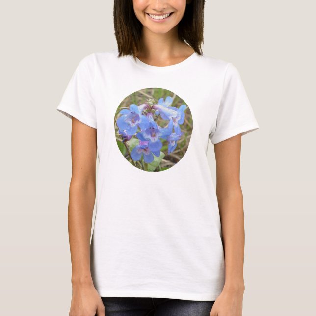 F28w Blaue Wildblumen schlanker Blauzunge T-Shirt (Vorderseite)